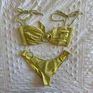 Montce Limon Sparkle Tori Ties Top x Lulu Loops Bottom Bikini Set - Size Medium